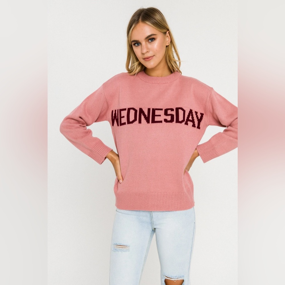 English Factory Pink Wednesday Sweater Mean Girls - NWT